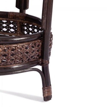Комплект Tetchair PELANGI 02/15 стол со стеклом + 4 кресла с подушками ротанг, кресло 65х65х77см, стол диаметр 64х61см, walnut грецкий орех