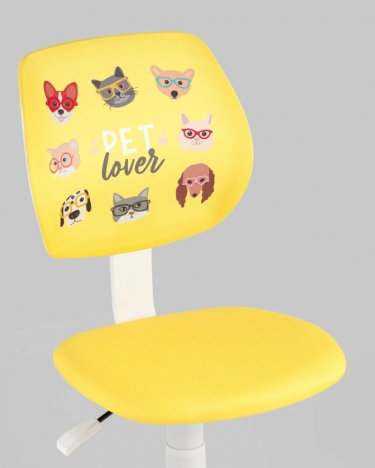 Кресло компьютерное детское Stool Group ЛОЛО Pet Lover желтый пластик белый