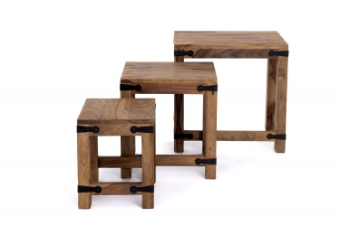 Набор табуреток/столиков Tetchair Бомбей - 0077 палисандр, 45х45х30/38х36х27/31х27х25см, Natural tinted натуральный тонированный