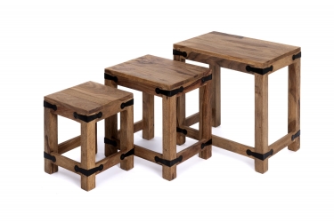 Набор табуреток/столиков Tetchair Бомбей - 0077 палисандр, 45х45х30/38х36х27/31х27х25см, Natural tinted натуральный тонированный