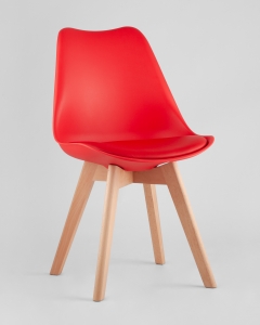 Комплект из четырех стульев Stool Group FRANKFURT красный пластик сиденье экокожи ножки массив бука