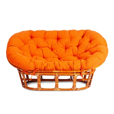 Диван Tetchair MAMASAN/МАМАСАН 23/02 W /с подушкой/ подушка 182х119 см, 169х102х80 см, Pecan орех, ткань, оранжевый, С 23