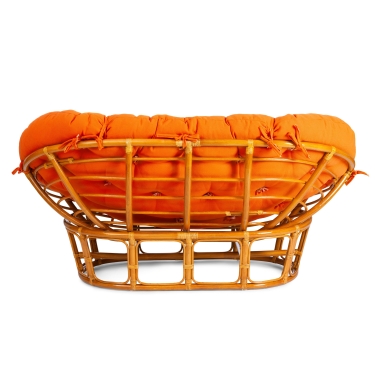 Диван Tetchair MAMASAN/МАМАСАН 23/02 W /с подушкой/ подушка 182х119 см, 169х102х80 см, Pecan орех, ткань, оранжевый, С 23