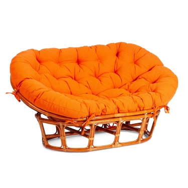 Диван Tetchair MAMASAN/МАМАСАН 23/02 W /с подушкой/ подушка 182х119 см, 169х102х80 см, Pecan орех, ткань, оранжевый, С 23