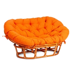 Диван Tetchair MAMASAN/МАМАСАН 23/02 W /с подушкой/ подушка 182х119 см, 169х102х80 см, Pecan орех, ткань, оранжевый, С 23