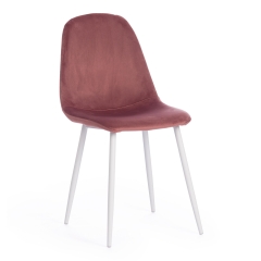 Стул Tetchair BREEZE mod. 4724 / 1 шт. в упаковке вельвет/металл, 44 х 53 х 87 см, Coral коралловый HLR44 / белый