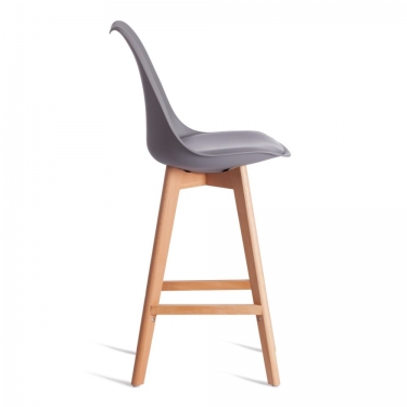 Стул барный Tetchair TULIP BAR mod. C1014H-1 / 1 шт. в упаковке пластик/дерево, 42 х 47,5 х 104 см, Grey серый 92717 / натуральный