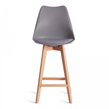 Стул барный Tetchair TULIP BAR mod. C1014H-1 / 1 шт. в упаковке пластик/дерево, 42 х 47,5 х 104 см, Grey серый 92717 / натуральный