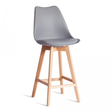 Стул барный Tetchair TULIP BAR mod. C1014H-1 / 1 шт. в упаковке пластик/дерево, 42 х 47,5 х 104 см, Grey серый 92717 / натуральный