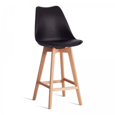 Стул барный Tetchair TULIP BAR mod. C1014H-1 / 2 шт. в упаковке пластик/дерево, 42 х 47,5 х 104 см, Black Черный 3010/ натуральный