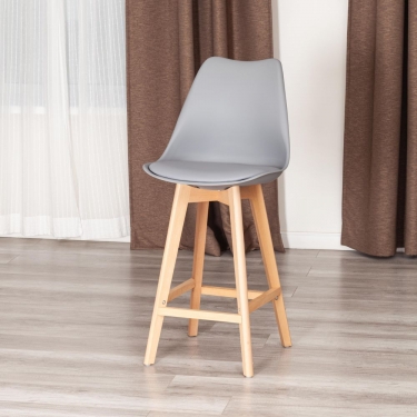 Стул барный Tetchair TULIP BAR mod. C1014H-1 / 2 шт. в упаковке пластик/дерево, 42 х 47,5 х 104 см, Grey серый 92717 / натуральный