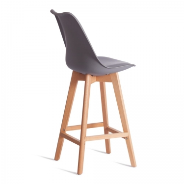 Стул барный Tetchair TULIP BAR mod. C1014H-1 / 2 шт. в упаковке пластик/дерево, 42 х 47,5 х 104 см, Grey серый 92717 / натуральный