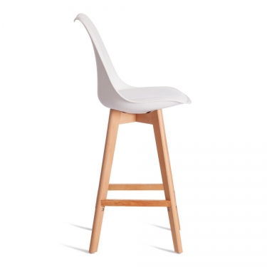 Стул барный Tetchair TULIP BAR mod. C1014H-1 / 2 шт. в упаковке пластик/дерево, 42 х 47,5 х 104 см, White Белый 70029/ натуральный