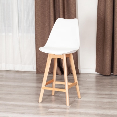 Стул барный Tetchair TULIP BAR mod. C1014H-1 / 2 шт. в упаковке пластик/дерево, 42 х 47,5 х 104 см, White Белый 70029/ натуральный