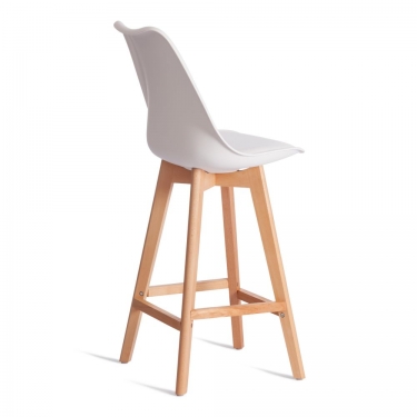 Стул барный Tetchair TULIP BAR mod. C1014H-1 / 2 шт. в упаковке пластик/дерево, 42 х 47,5 х 104 см, White Белый 70029/ натуральный