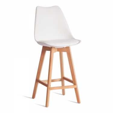 Стул барный Tetchair TULIP BAR mod. C1014H-1 / 2 шт. в упаковке пластик/дерево, 42 х 47,5 х 104 см, White Белый 70029/ натуральный