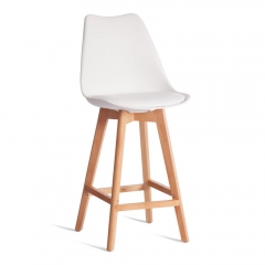 Стул барный Tetchair TULIP BAR mod. C1014H-1 / 2 шт. в упаковке пластик/дерево, 42 х 47,5 х 104 см, White Белый 70029/ натуральный
