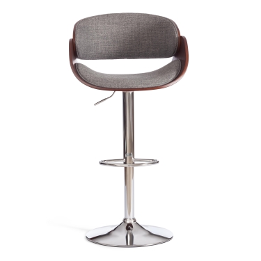 Барный стул Tetchair LANDO mod.4036 металл/дерево/ткань, 59х51х93-114 см, высота сиденья 62-83 см, серый/орех/хром, Aimcasa 28