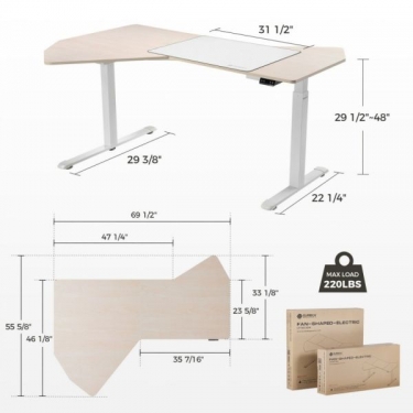 Стол компьютерный с электроприводом Eureka Eureka ERK-EDI-FS-MW Fan shaped, клен