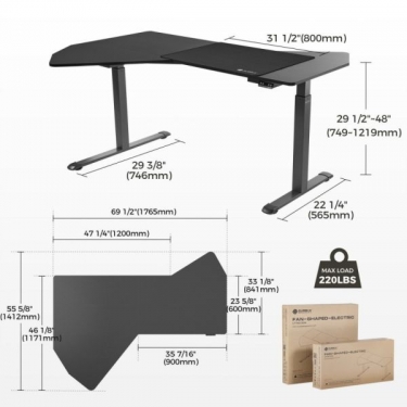 Стол компьютерный с электроприводом Eureka Eureka ERK-EDI-FS-MSW Fan shaped, черный