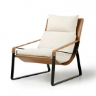 Кожаное кресло Eureka ERK-LC03-GY, коричневое, белое