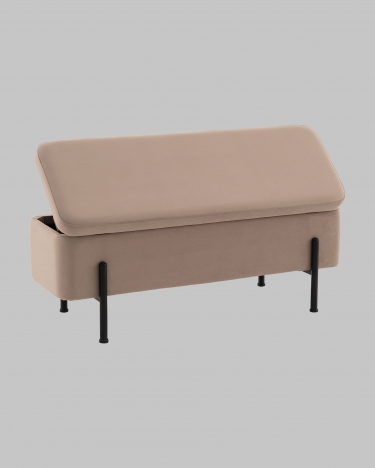 Банкетка Stool Group Болейн с ящиком велюр бежевый черные ножки
