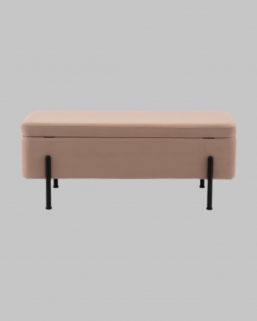 Банкетка Stool Group Болейн с ящиком велюр бежевый черные ножки