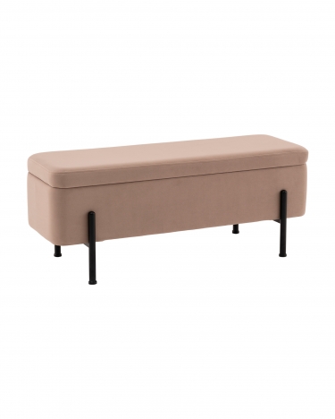 Банкетка Stool Group Болейн с ящиком велюр бежевый черные ножки