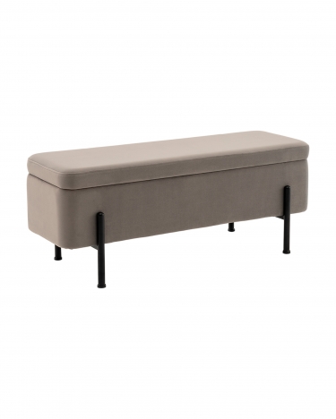 Банкетка Stool Group Болейн с ящиком велюр серый черные ножки