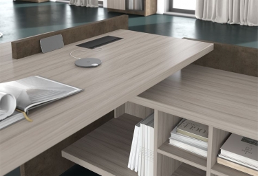 Стол руководителя левый Skyland WOODandSTONE СФ-531211 Дрифтвуд Бетон Чикаго темный