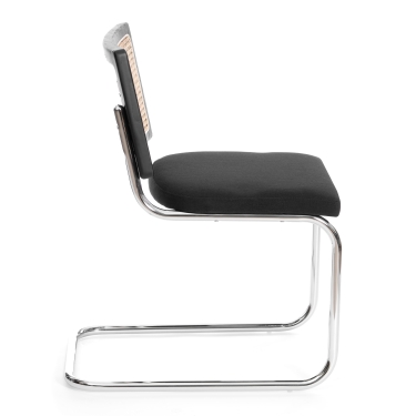 Стул Tetchair MANI дерево вяз, ротанг/ткань лен, металлический каркас, черный, 46х46х78 см