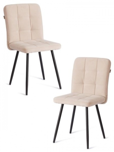 Стул обеденный Tetchair Medeo 2 шт. в упаковке LT, велюр, бежевый/черный, 7, 45х56х89 см