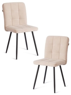 Стул обеденный Tetchair Medeo 2 шт. в упаковке LT, велюр, бежевый/черный, 7, 45х56х89 см