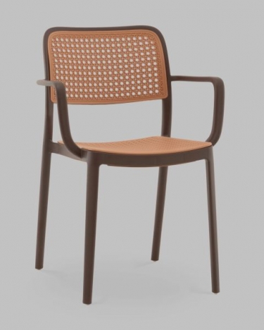 Стул Stool Group Yona пластиковый с подлокотниками коричневый