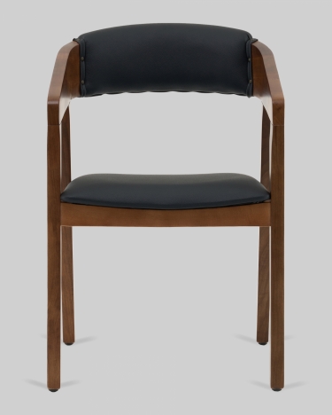 Стул Stool Group Вудкерри с мягкой спинкой каркас дерево цвет темный орех экокожа черный