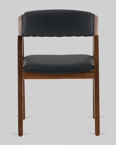 Стул Stool Group Вудкерри с мягкой спинкой каркас дерево цвет темный орех экокожа черный