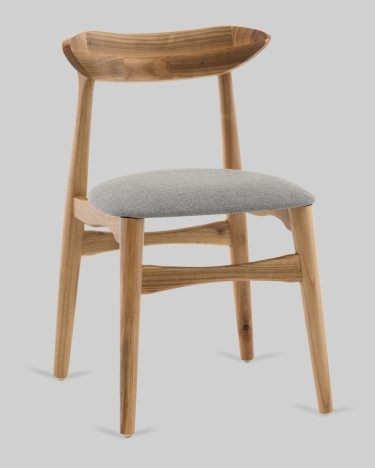 Стул Stool Group Вудсимпл каркас дерево цвет натуральный орех рогожка серый