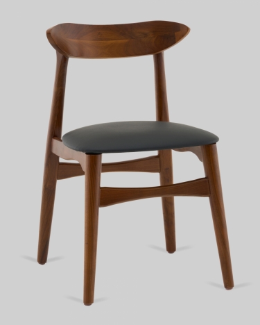 Стул Stool Group Вудсимпл каркас дерево цвет темный орех экокожа черный