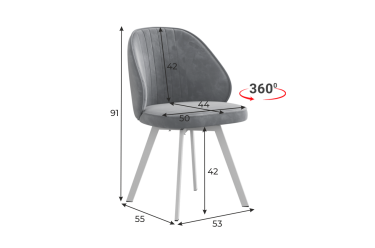 Стул Мебельсон Монарх Т2П серый велюр/белый