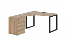 Стол эргономичный с тумбой левый Skyland EDIS EQCET 1318 L Дуб Денвер светлый Черный