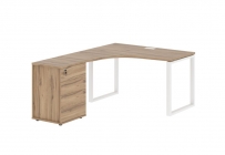 Стол эргономичный с тумбой левый Skyland EDIS EQCET 1318 L Дуб Денвер светлый Белый