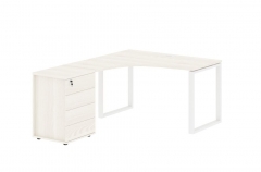 Стол эргономичный с тумбой левый Skyland EDIS EQCET 1318 L Ясень Траун Белый