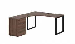 Стол эргономичный с тумбой левый Skyland EDIS EQCET 1518 L Дуб Денвер темный Черный