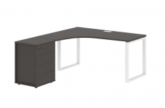 Стол эргономичный с тумбой левый Skyland EDIS EQCET 1518 L Мокко Белый