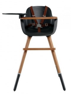 Стульчик для кормления Micuna Micuna OVO T-1771 Luxe City Anthracite Grey/Mahogany Кожаные ремни Brown