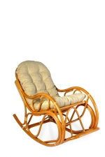 Кресло - качалка с толстой или тонкой подушкой 05/04 коньяк